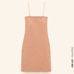 Zara Nude Ribbed Mini Dress